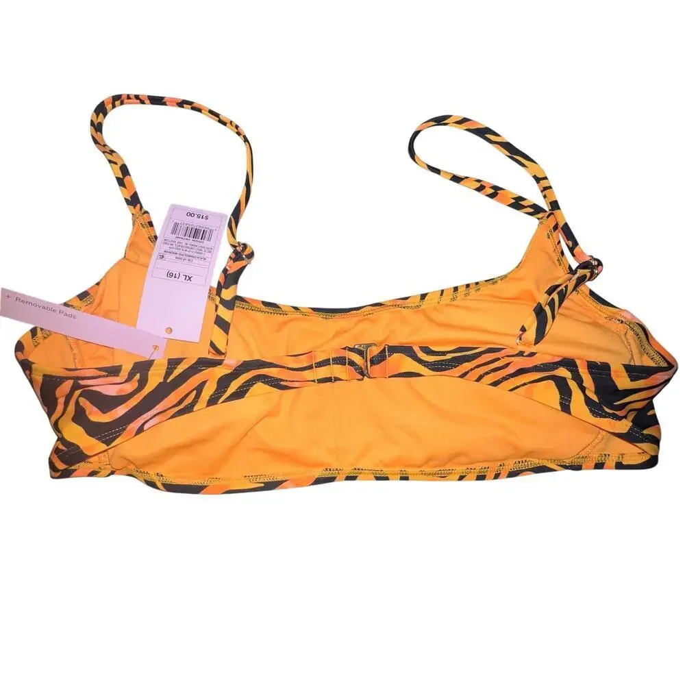 Women's Scoop Bralette Bikini Swim Top Wild Fable‎ Tiger GypsyGoth Size XL-16